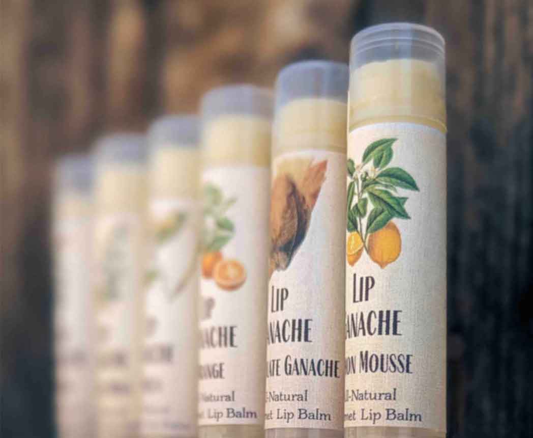 A group of Lip Ganache natural lip balms in their tubes