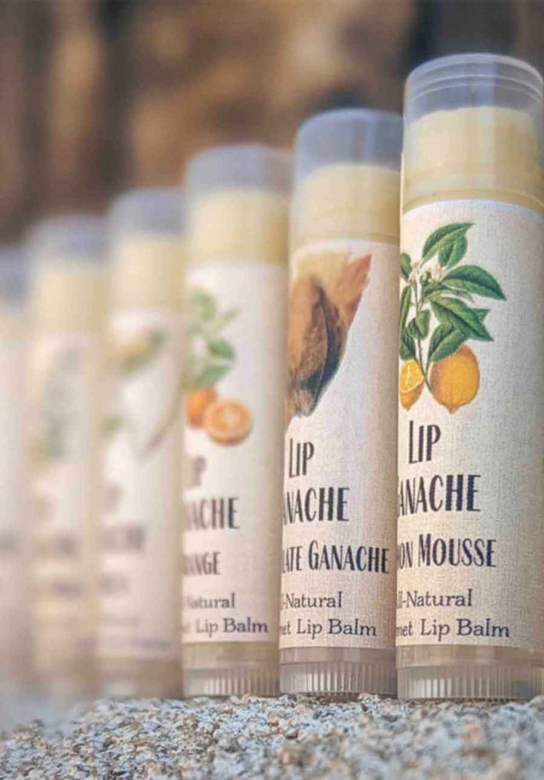 Natural lip balm collection with organic beeswax and shea butter - Lip Ganache premium formulas